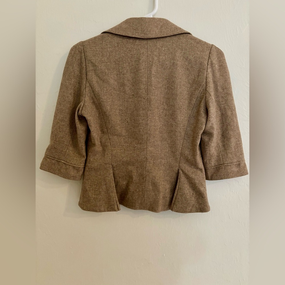 Vintage DVF Diane von Furstenberg Brown Gold Wool Cropped Jacket Blazer - Picture 5 of 7